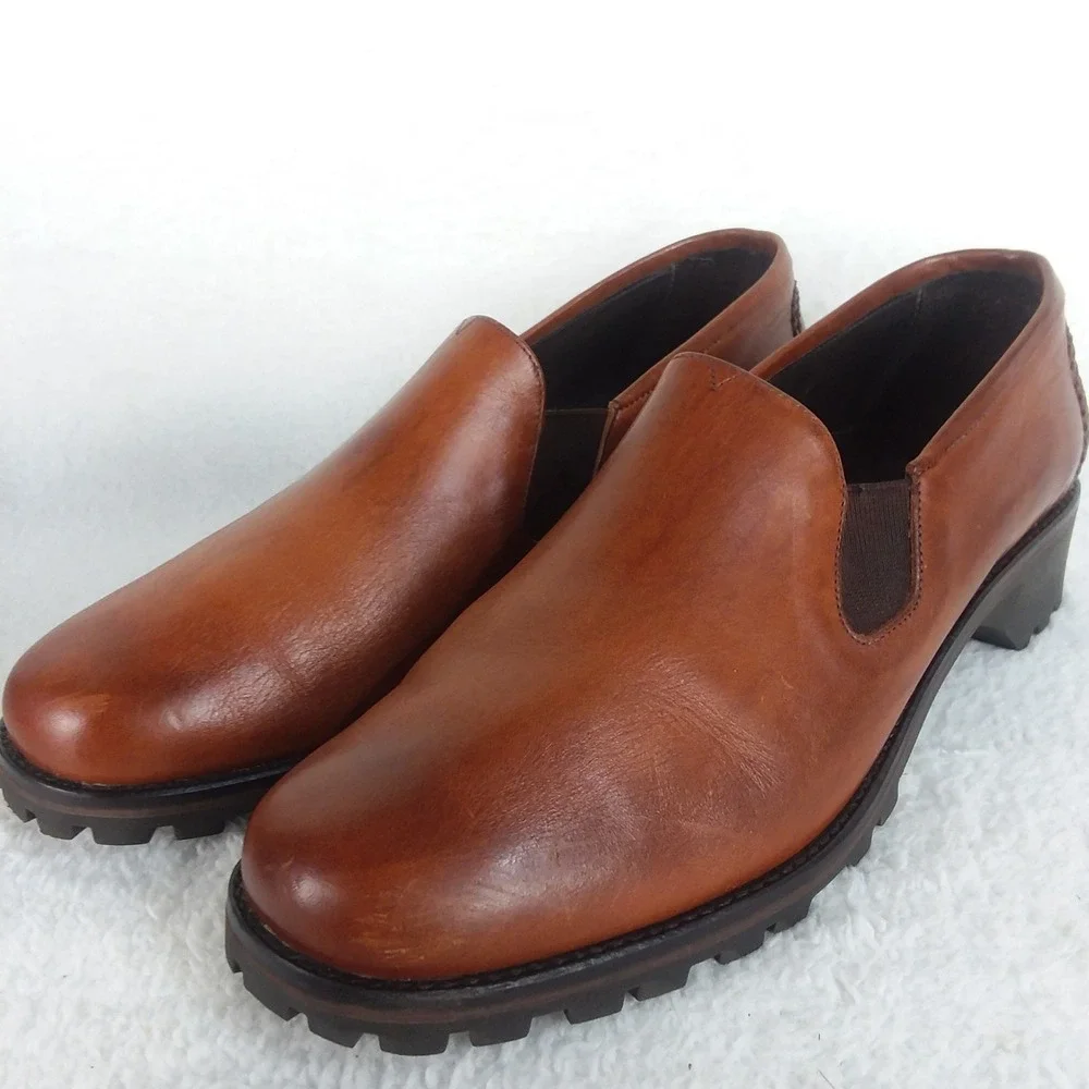 Cole Haan Country Farren Scotch Leather Slip On Loafers Lug‎ Sole Shoes 10 Brown